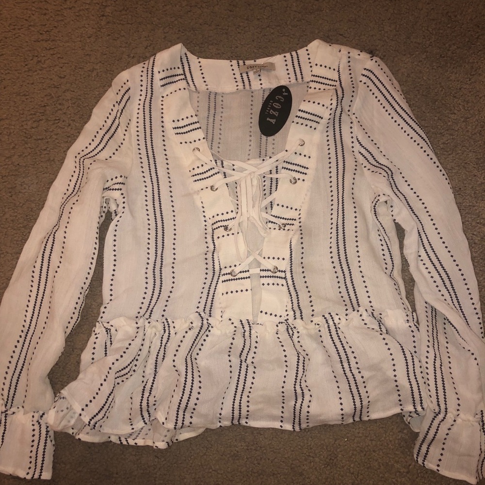 Navy & white summer blouse